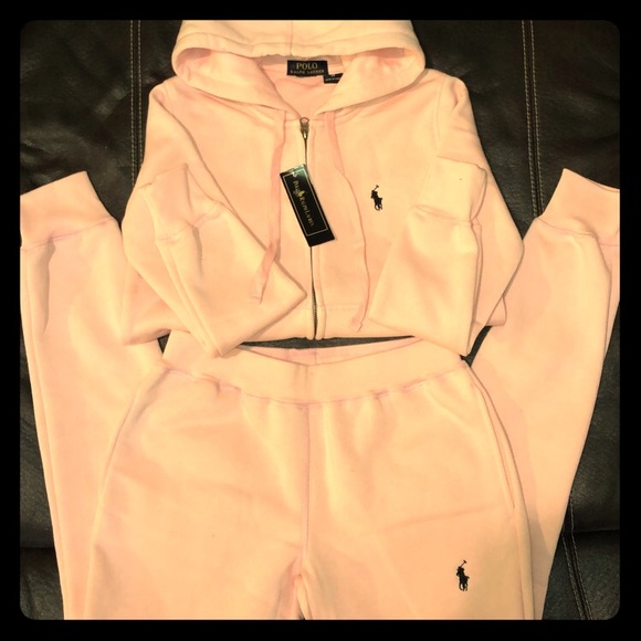 light pink polo sweatsuit